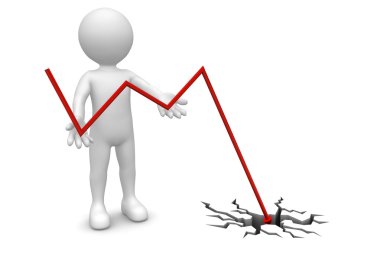 Adam grafik ve kırık zemin