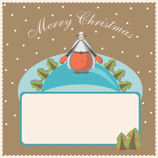 Weihnachtspostkarte, Schablone, Schaf ist ein Symbol für das neue Jahr — Stockvektor