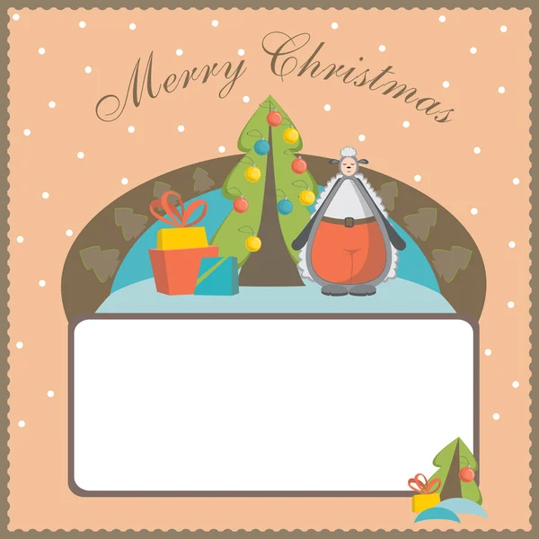 Christmas vykort, mall, fåren är en symbol för det nya året — Stock vektor