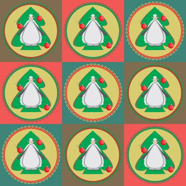 圣诞背景圣诞树与羊是符号 o — 图库矢量图片