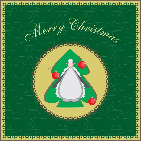 Carte postale de Noël, le mouton est un symbole de la nouvelle année — Image vectorielle