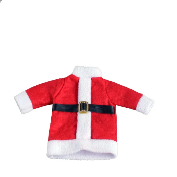 Kostium Świętego Mikołaja Izolowany Białym Tle Świąteczny Wystrój Dekoracja Miniaturowy — Zdjęcie stockowe