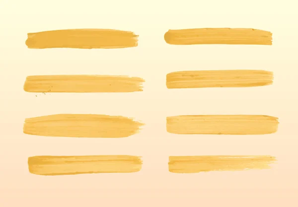 黄色的笔触的水粉画的集 — 图库矢量图片