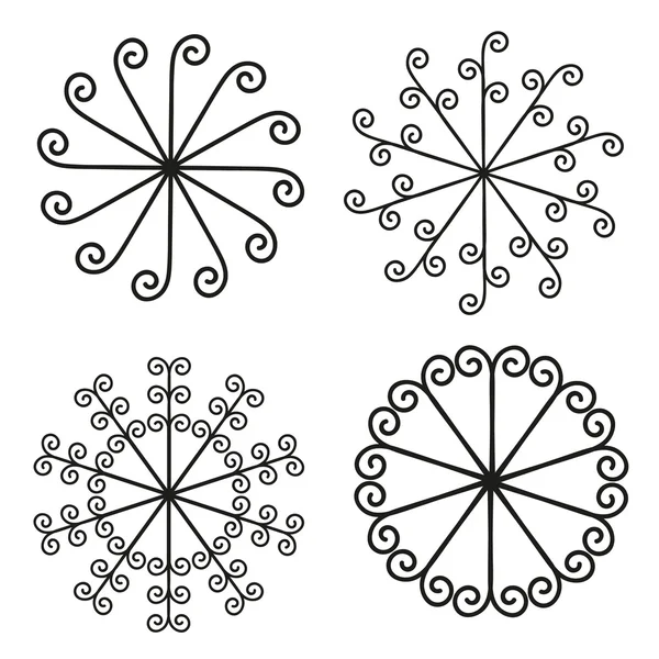 Jogo de elementos de desenho - cachos em espiral — Vetor de Stock