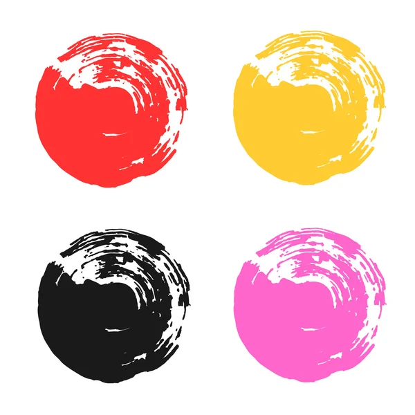 Conjunto aquarela círculos coloridos traços de pintura —  Vetores de Stock
