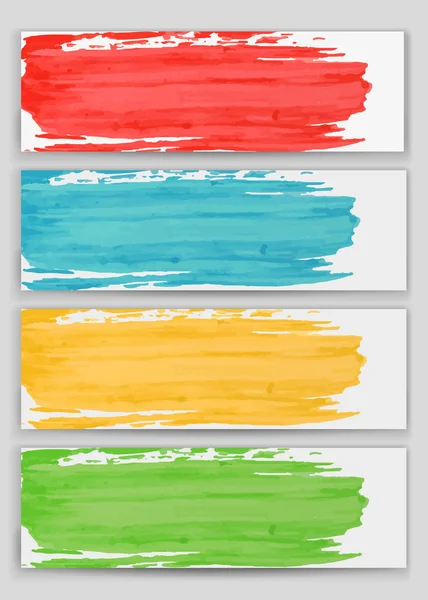 Set di pennellate colorate acquerello dipingere sullo sfondo delle carte — Vettoriale Stock