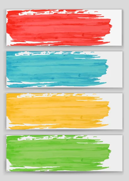 Conjunto de pinceladas de color acuarela pintar en el fondo de las tarjetas — Vector de stock