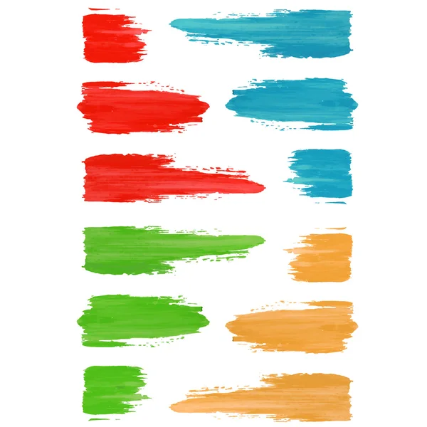 Renkli fırça darbeleri boya seti — Stok Vektör