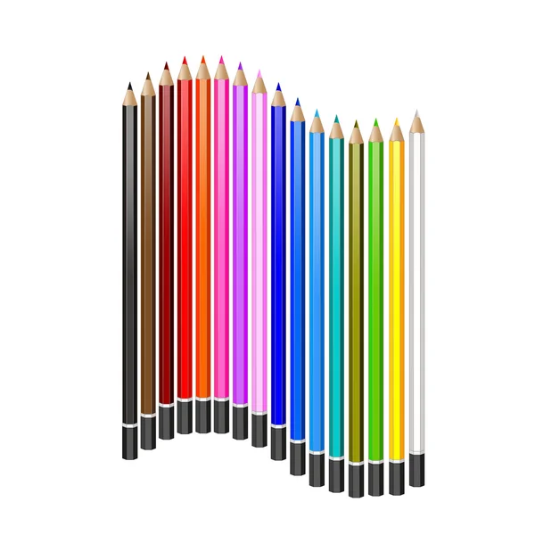 Ensemble de crayons de couleur. Illustration vectorielle réaliste — Image vectorielle