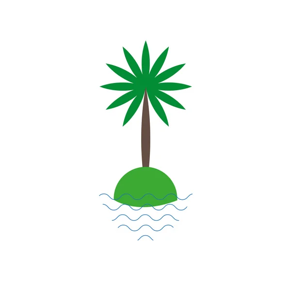 Palmera en una pequeña isla. Icono del vector — Vector de stock