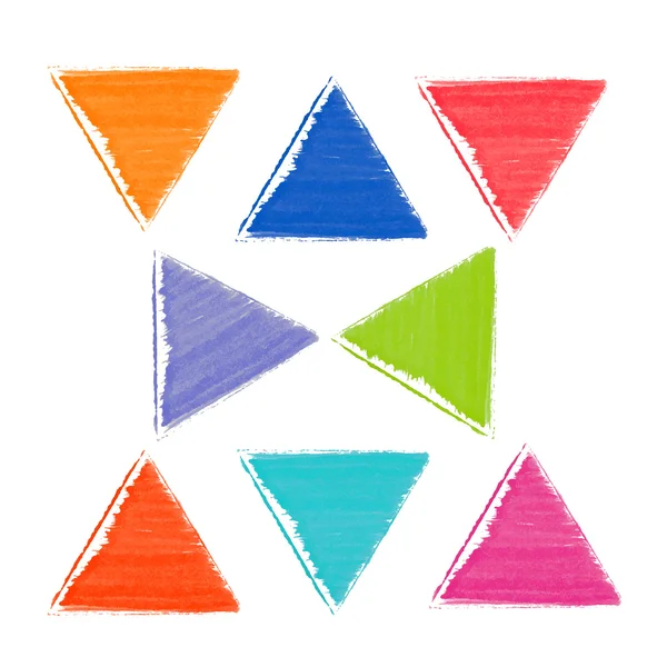 Desen renkli suluboya üçgen. Kırmızı mavi yeşil turuncu diğer renkler — Stok Vektör