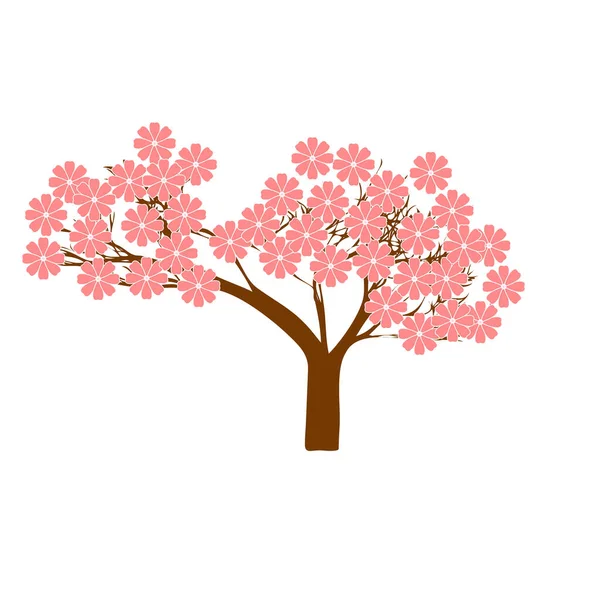 Цветущее Дерево Векторная Иллюстрация Простой Плоский Дизайн Eps — стоковый вектор