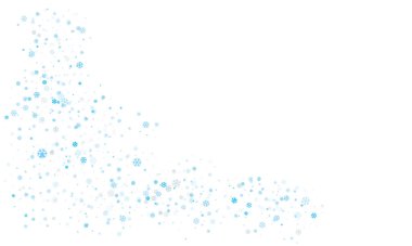 Farklı boyutlarda kar taneleri ve farklı şeffaflık saydam bir arkaplan üzerine rastgele dağılmış. Kış vektör arka planı, şablon, tasarım. Vektör EPS-10