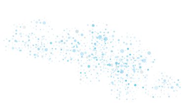 Farklı boyutlarda kar taneleri ve farklı şeffaflık saydam bir arkaplan üzerine rastgele dağılmış. Kış vektör arka planı, şablon, tasarım. Vektör EPS-10