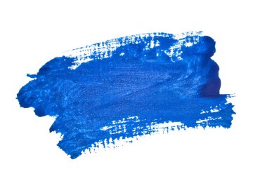 Mavi boya. Bir fırça darbesi kağıt üzerinde mavi gouache ile