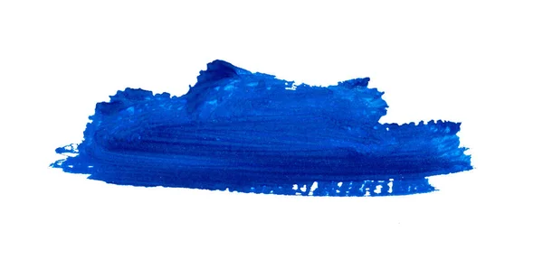 Coup Peinture Bleu Coup Pinceau Sur Papier Avec Gouache Bleue — Photo