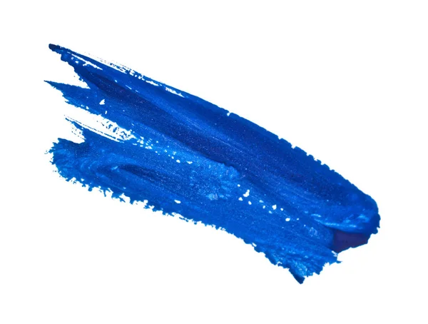 Mavi boya. Bir fırça darbesi kağıt üzerinde mavi gouache ile