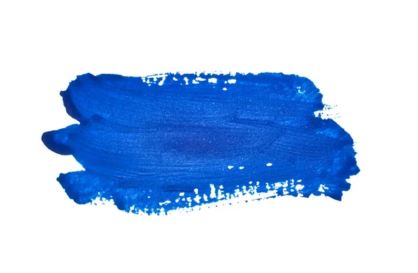 Coup Peinture Bleu Coup Pinceau Sur Papier Avec Gouache Bleue — Photo