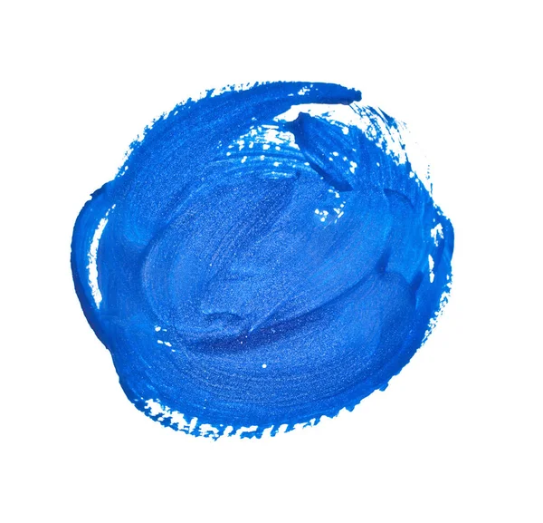 Kék festékszúrás. Egy ecsetvonás a papíron, kék akvarellel. — Stock Fotó