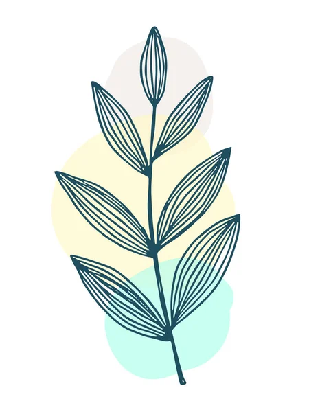 Desenho de plantas, design moderno. Abstract Plant Art design para impressão, capa, papel de parede. Ilustração vetorial —  Vetores de Stock