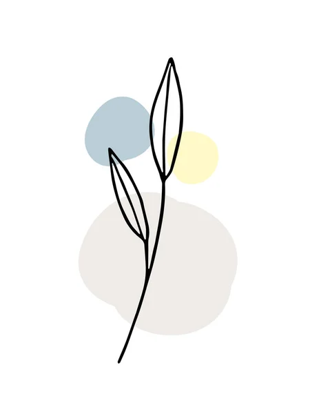 Yapraklı bir dal. Bitki çizimi. Baskı, kapak ve duvar kâğıdı için soyut Bitki Sanatı tasarımı. Vektör illüstrasyonu