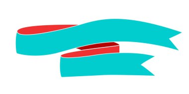 Klasik boyanmış kurdele afişi. El çizimi tasarım elemanı. Mavi. Vektör illüstrasyonu