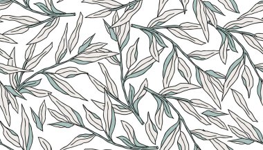 Seamless background of plant branches with leaves. Vector illustration