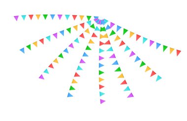 Colorful flags garlands on a rope isolated on a transparent background.Vector illustration