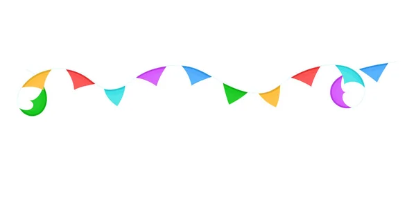Kolorowe Flagi Girlandy Linie Odizolowane Przejrzystym Tle Ilustracja Wektora — Wektor stockowy