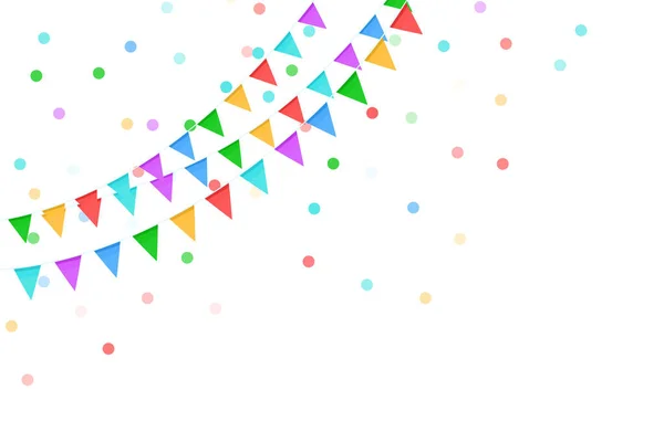 Красочные Флаги Гирлянды Веревке Изолированы Прозрачном Фоне Colorful Confetti Vector — стоковый вектор