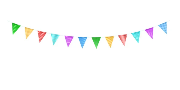 Colorful Flags Garlands Rope Isolated Transparent Background Vector Illustration — Vector de stock