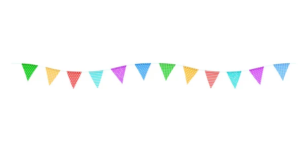 Colorful Flags Garlands Rope Isolated Transparent Background Vector Illustration — Vector de stock