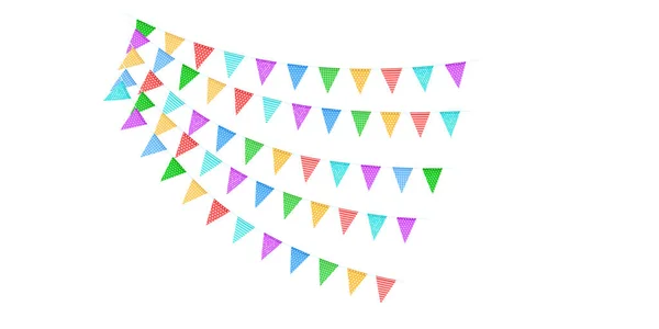 Colorful Flags Garlands Rope Isolated Transparent Background Vector Illustration — Vector de stock