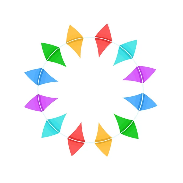 Het Frame Rond Met Veelkleurige Vlaggen Een Tekenreeks Vector Illustratie — Stockvector