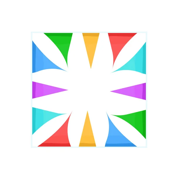 Frame Square Multicolored Flags Triangular Colored Flags Adorn Square Frame — Stok Vektör