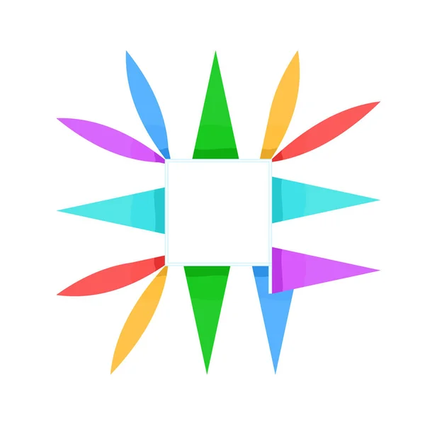 Het Frame Vierkant Met Veelkleurige Vlaggen Driehoekige Gekleurde Vlaggen Sieren — Stockvector