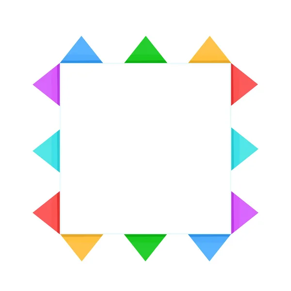Der Rahmen Ist Quadratisch Mit Bunten Fahnen Dreieckige Farbige Fahnen — Stockvektor
