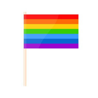 A colored flag on a flagpole. Seven colors of the rainbow.. Vector illustration