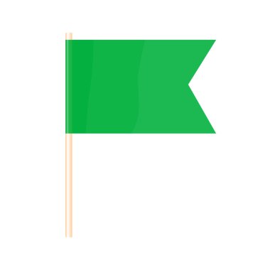 A colored flag on a flagpole. Green flag. Vector illustration