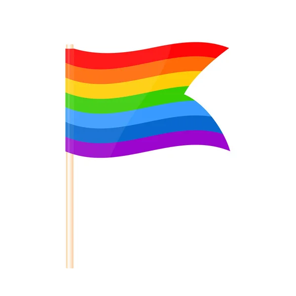Colored Flag Flagpole Seven Colors Rainbow Vector Illustration — Image vectorielle