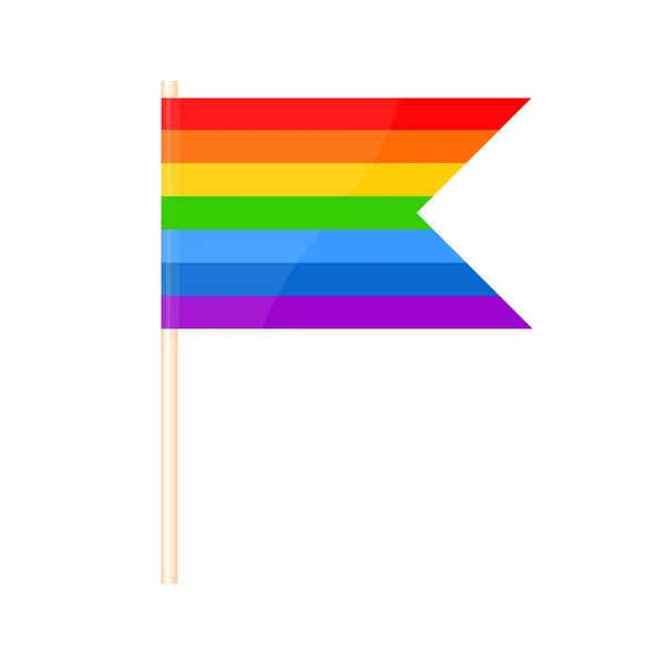 Colored Flag Flagpole Seven Colors Rainbow Vector Illustration — ストックベクタ