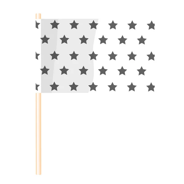 Bandeira Branca Com Estrelas Mastro Madeira Ilustração Vetorial — Vetor de Stock