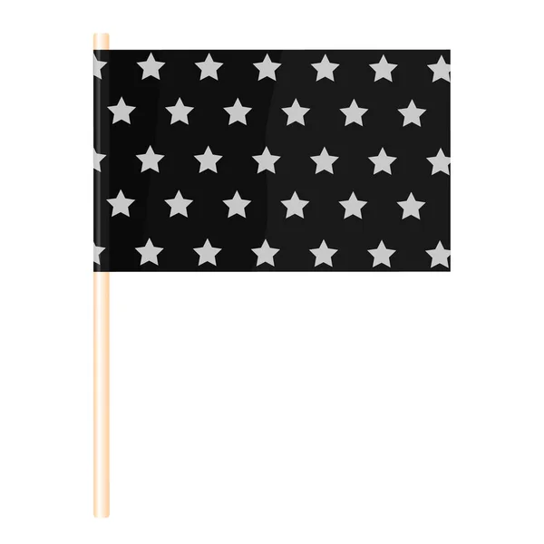 Bandeira Preta Com Estrelas Mastro Madeira Ilustração Vetorial — Vetor de Stock