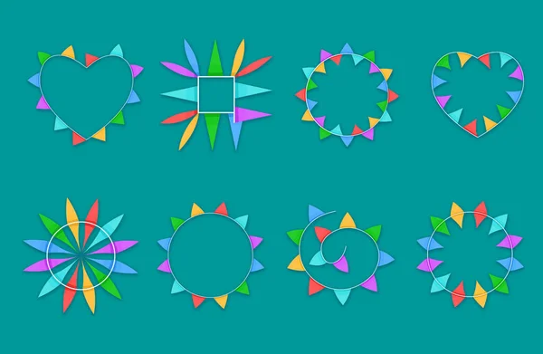 Set Frames Colored Checkboxes Square Heart Shaped Frames Vector Illustration — Image vectorielle