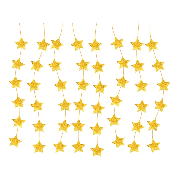 Uma Grinalda Estrelas Douradas Rosca Com Ornamentos Atributo Férias Ilustração — Fotografia de Stock