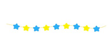 A garland of yellow and blue stars. Thread with ornaments. A holiday attribute. Vector illustration