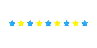 A garland of yellow and blue stars. Thread with ornaments. A holiday attribute. Vector illustration