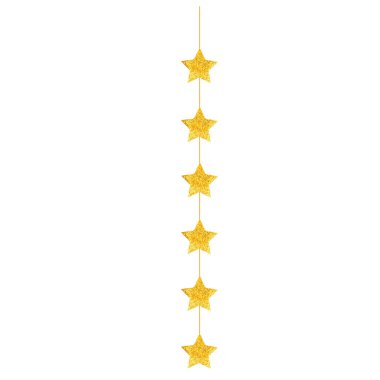 A garland of gold stars . Thread with ornaments. A holiday attribute. Vector illustration