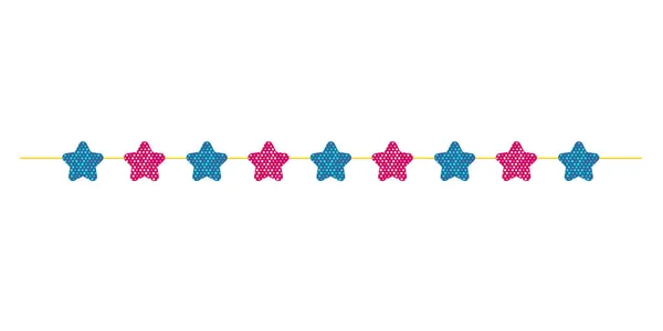 Garland Red Blue Stars Thread Ornaments Holiday Attribute Vector Illustration — Stok Vektör