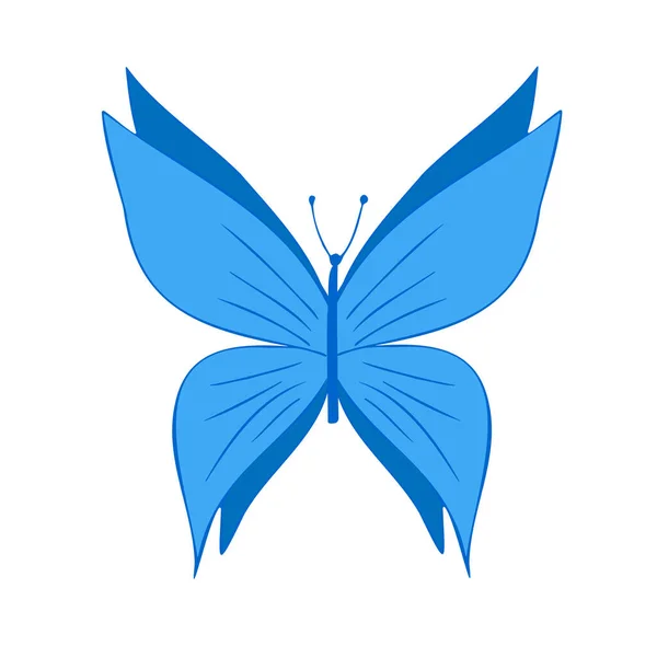 Blue Butterfly Vector Illustration Icon Butterfly Open Wings Top View — Vector de stock